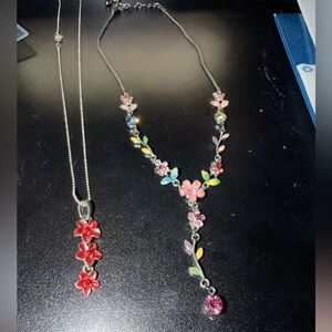Floral Multicolor Necklace and Pendant Set